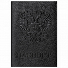 Обложка Паспорт Брауберг "Герб", натуральная кожа флоттер, черная