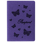 Обложка Паспорт Стафф "Бабочки", бархатный полиуретан, фиолетовая