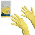 Перчатки резиновые VILEDA "Контракт" с х/б напыл., размер M, желтые