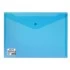Папка-конверт с кнопкой BRAUBERG, А4, до 100 листов, прозрачная, синяя, СВЕРХПРОЧНАЯ 0,18 мм