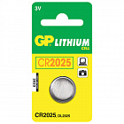 Батарейка GP Lithium, CR2025, литиевая, 1 шт., в блистере
