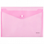 Папка-конверт на кнопке Berlingo "Starlight" А4, 180мкм, прозрачная розовая, индив. ШК