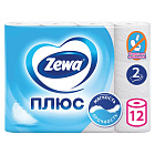Туалетная бумага 2-х слойная, 12 рулонов (12х23 м), белая, ZEWA Plus
