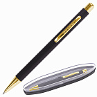Ручка шариковая Брауберг бизнес-класс "Piano", СИНЯЯ, корпус черный с золотистым