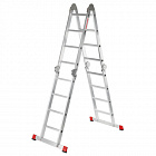 Лестница-трансформер алюминиевая 4х4 ступени, высота 4,5 м (4 секции по 1,2 м) до 150кг, вес 16,5кг