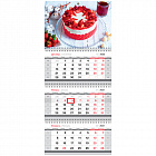 Календарь 2021г. квартальный 3 бл. на 3 гр. Спейс 195*445 мм "Strawberry cake", с бегунком