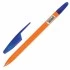 Ручка на масл. основе Стафф "X-100", синяя, (оранж. корпус), 0,7мм