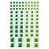 Стразы самоклеящиеся "Квадрат", 6-15 мм, 80 шт., зеленые/салатовые, на подложке, ОСТРОВ СОКРОВИЩ